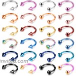 JOERICA 24PCS 16G Horseshoe Septum Rings Stainless Steel Nose Circular Barbells Rings Cartilage Tragus Helix Eyebrow Daith Earring Piercings Body Jewelry Ball and Arrow 8mm 10mm