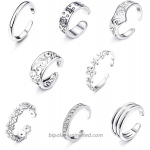 Jstyle 8Pcs Adjustable Toe Rings for Women Girls Various Types Band Open Toe Ring Set Women Gift Jewelry