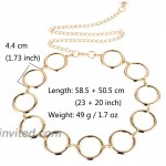 Jurxy S Size Alloy Waist Chain Body Chain for Women Waist Belt Belly Chain Adjustable Body Harness for Jeans Dresses – Gold Ring Buckle Style 6