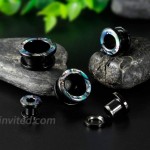 KUBOOZ Gauges for Ears Surgical Steel Plugs Flesh Stretchers Earrings Size 2g to 1 Inch Black Screw Tunnels Piercing.