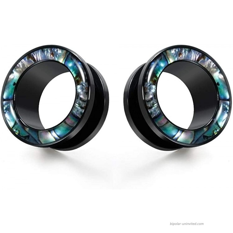 KUBOOZ Gauges for Ears Surgical Steel Plugs Flesh Stretchers Earrings Size 2g to 1 Inch Black Screw Tunnels Piercing.