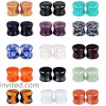 Longbeauty 15Pairs Mixed Stone Saddle Ear Plugs Stretcher Expander Tunnels Ear Gauges Piercing Jewelry 10MM