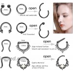 LOYALLOOK 16PCS 16G 316L Stainless Steel Septum Hoop Nose Ring Horseshoe Rings Cartilage Daith Tragus Clicker Retainer Body Piercing Jewelry