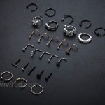 LOYALLOOK 27Pcs 20 Gauge Nose Rings 316L Surgical Steel Nose Ring Hoops Studs Nose Piercing Jewelry Set