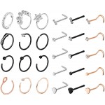 LOYALLOOK 27Pcs 20 Gauge Nose Rings 316L Surgical Steel Nose Ring Hoops Studs Nose Piercing Jewelry Set