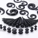 Magitaco 84 PCS Ear Stretching Kit Ear Gauges Expander Set Acrylic Tapers and Plugs Silicone Tunnels Horseshoes Taper Spiral Tapers Gauges for Ears Black
