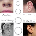 Milacolato 6Pcs 316L Stainless Steel Improved Hinged Clicker Rings Nose Hoops Septum Segment Ring Sleeper Earrings Cartilage Piercings for Men Women Inner Diameter6-12mm