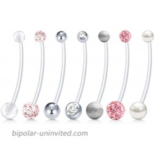 MODRSA 7pcs Mix Style 38mm Pregnancy Sport Maternity Belly Button Rings Flexible Bioplast Navel Belly Rings Retainer
