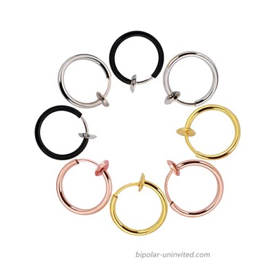 Mudder Fake Earrings Hoop Non-pierced Nose Ring Lip Ear Clip Body Jewelry 4 Pairs