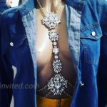 NABROJ Body Chain Jewelry for Women Silver with White Crystal Rhinestones Costume Drag Jewelry Halloween Accessories 1Pc-STL01 White
