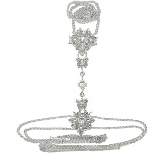 NABROJ Body Chain Jewelry for Women Silver with White Crystal Rhinestones Costume Drag Jewelry Halloween Accessories 1Pc-STL01 White