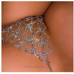 Nieeweiy Body Chain Jewelry Women Sexy Bikini Rhinestone Underwear Waist Belly Chain Blingbling Crystal Thong Night Jewelry for Women Gold