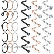 Nose Stud L Shaped Nose Ring Hoop Stainless Steel Nose Piercing Jewelry Hoop Nose Rings for Women Men