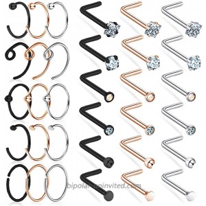 Nose Stud L Shaped Nose Ring Hoop Stainless Steel Nose Piercing Jewelry Hoop Nose Rings for Women Men