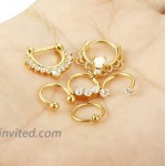 ORAZIO 6PCS 16G 316L Stainless Steel Septum Hoop Nose Ring Horseshoe Rings Cartilage Clicker Piercing Jewelry Gold-Tone