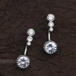 OUFER 14mm Belly Button Rings 316L Stainless Steel Clear CZ Navel Rings Belly Piercing