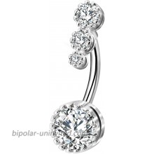OUFER 14mm Belly Button Rings 316L Stainless Steel Clear CZ Navel Rings Belly Piercing