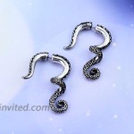 OUFER 3D Octopus Fake Spiral Tapers Fakes Ear Plugs Burn Silver Body Piercing Jewelry Halloween Earrings