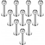 Ruifan 10PCS 16G 316L Stainless Steel 3mm Ball Labret Monroe Lip Ring Tragus Helix Earring Stud Barbell 6mm Bar Length Body Piercing Jewelry