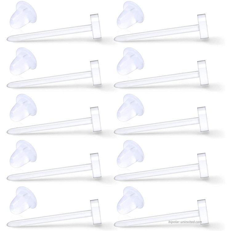 Ruifan 20G Flexible Bioplast Clear PVC Plastic Blank Ear Nose Pin Bone Stud Nickel Free Earrings Piercing Retainers 3mm Flat 10PCS