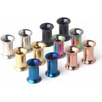 Ruifan 6 Pairs Stainless Steel Screw Ear Gauges Flesh Tunnels Plugs Expander Stretcher 6 Colors Same Size 4G5mm