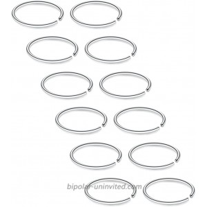 SCERRING 12PCS 22G Stainless Steel Fake Nose Septum Hoop Rings Lip Helix Cartilage Tragus Ear Ring Piercing 6mm - Silver