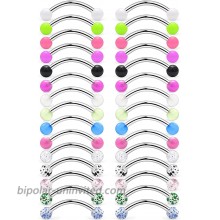 SCERRING 14G Stainless Steel Curved Barbell Snake Eyes Tongue Ring Nipplerings Nipple Rings Piercing Jewelry Retainer Acrylic Balls 14mm 30PCS
