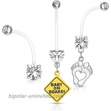 Set of 3 Double Jeweled Pregnancy Maternity Belly Button Ring Retainers Clear