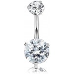 Sllaiss 925 Sterling Silver Belly Button Rings for Women Men 14G Austria Crystals Studs Piercing Screw Navel Bars Body Piercing Jewelry