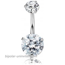 Sllaiss 925 Sterling Silver Belly Button Rings for Women Men 14G Austria Crystals Studs Piercing Screw Navel Bars Body Piercing Jewelry
