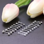 Subiceto 18 PCS 16G Stainless Steel Rook Daith Earrings Eyebrow Piercings Belly Lip Ring CZ Punk Plastic Curved Barbell Body Piercing Jewelry Silver