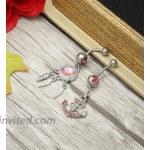 Thunaraz 14G Stainless Steel Dangle Belly Button Rings Set Navel Curved Barbells Piercing