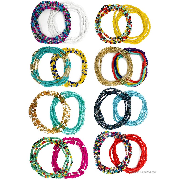Tornito 16Pcs Belly Waist Chain Summer Jewelry Bikini Body Chain for Women African Waist Bead Set Stretchy Elastic String Multi-Color Sexy Necklace Bracelet Anklet