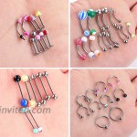 Ubjuliwa 185pcs Body Piercing Jewelry for Women Men Tongue Nipple Rings Eyebrow Lip Belly Button Barbell Nose Piercing Tragus Navel Barbells 14g-18g