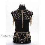 Victray Layered Body Chain Set Beach Waist Chains Fashion Body Accessories Jewelry for Women and Girls Gold