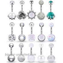 Vsnnsns 14G Belly Button Rings Belly Rings for Women Stainless Steel CZ Opal Belly Button Piercing Jewelry Belly Bars Curved Navel Ring Barbell Body Jewelry Piercing for Women Men Silver