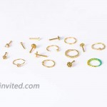 WASOLIE 16 PCS Gold Nose Studs for Women Surgical Steel Nose Piercings Jewelry Screw Men Black Nose Piercing Rings.