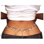 Women Sexy Rhinestone Waist Body Chain Crytal Sexy Girl Letter Pendant Belly Waist Chain T-String Thong Body Jewelry Sexy Girl Letter