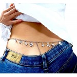 Women Sexy Rhinestone Waist Body Chain Crytal Sexy Girl Letter Pendant Belly Waist Chain T-String Thong Body Jewelry Sexy Girl Letter