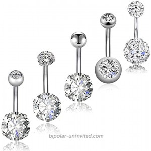 Yeelong 12mm Belly Button Rings Surgical Steel Belly Rings Diamond Belly Piercing Navel Rings for Women