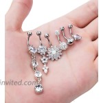YOVORO 12PCS 14G Stainless Steel Dangle Belly Button Rings for Women Girls Navel Rings Barbell Body Piercing Jewelry