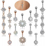 YOVORO 12PCS 14G Stainless Steel Dangle Belly Button Rings for Women Girls Navel Rings Barbell Body Piercing Jewelry