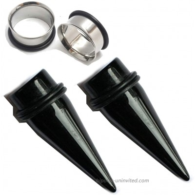Zaya Body Jewelry 3 4 19mm Black Tapers and Steel Tunnels Ear Gauging Kit