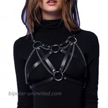 Zoestar Punk Leather Body Chain Leather Bra Belt Fashion Chest Chain Party Black Body Cage for Women