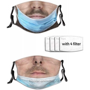 2 Pcs Bearded Man Funny Face Mask Fashion Scarf Reusable Balaclavas For Men Women With 4 Filter at  Men’s Clothing store