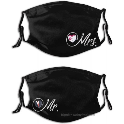 2PCS Bride and Groom Face Mask Couple Masks Reusable Washable Balaclavas with 4 Filters