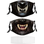 2PCS Face Mask Angry Werewolf Face in Darkness Washable Masks for Adult at Men’s Clothing store
