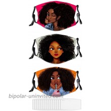 3PC African American Black Women Mask Face Cover Mouth Outdoor Mask Reusable Washable Anti Dust for Men Women at  Men’s Clothing store
