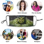 Adult Kid Hulk Face Cover Washable Reusable Face Mask Replaceable Filter Activated Carbon Guard for Mens Womens 2pcs at Men’s Clothing store
