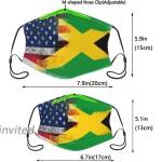 American Flag and Jamaican Flag Face Mask with 2 Pcs Filters Reusable and Washable Adjustable Elastic Earrings Soft and Breathable Kids Face Mask Balaclava for Older Children and Adults at Men’s Clothing store